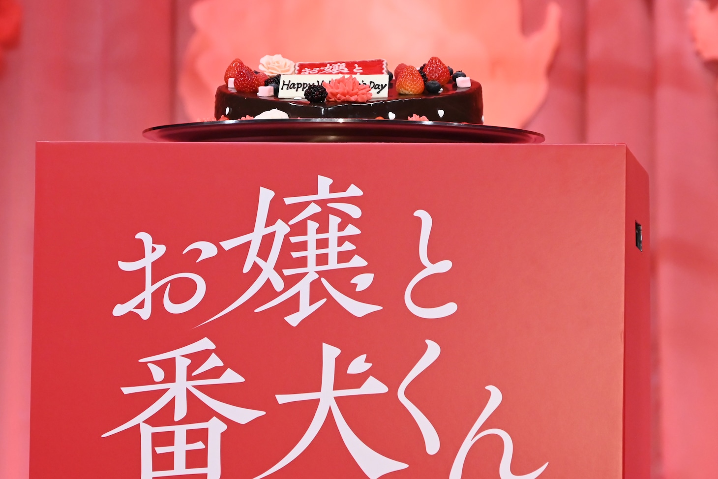 福本莉子と佐々木希がデコレーションしたバレンタインケーキ。