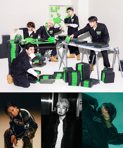 上段がBMSG POSSE、下段左からpeko、KennyDoes、テークエム。