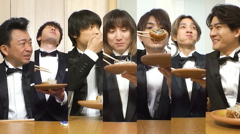 捕獲した魚を堪能するSixTONES。©フジテレビ