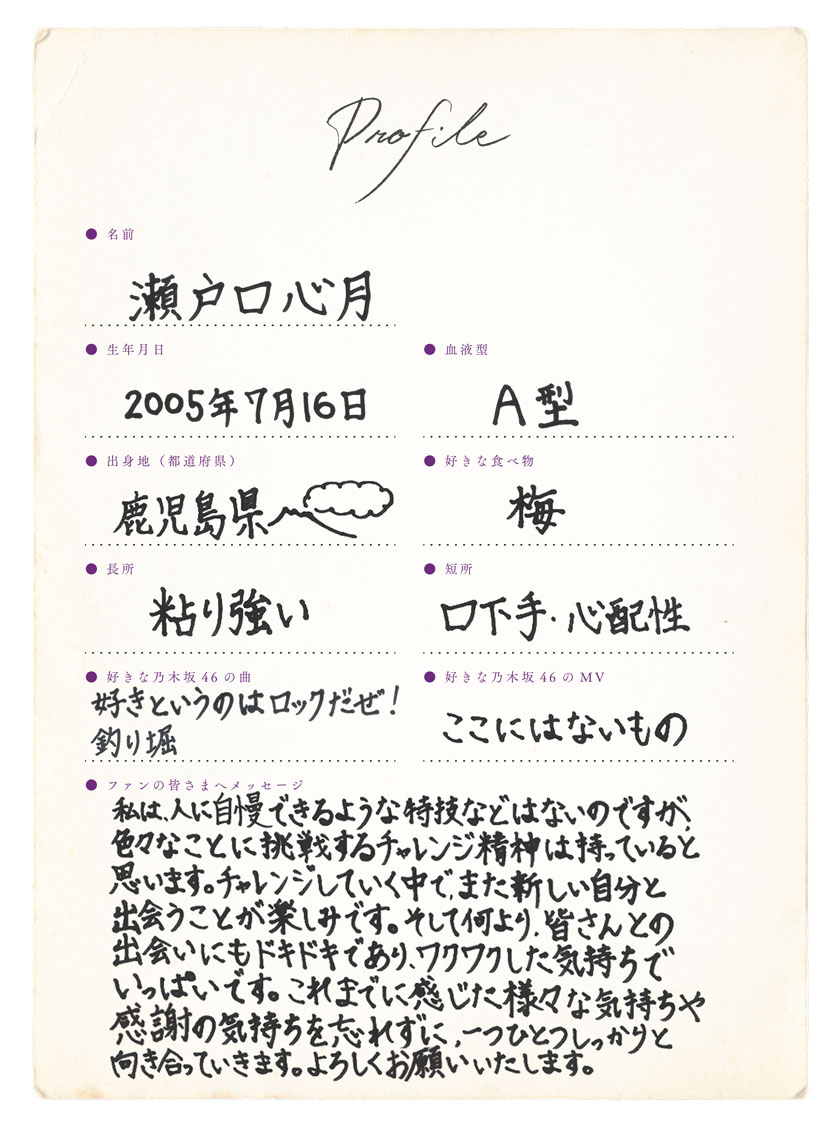 瀬戸口心月のプロフィール
