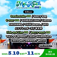 「TOKYO METROPOLITAN ROCK FESTIVAL 2025」2日目の出演者一覧。