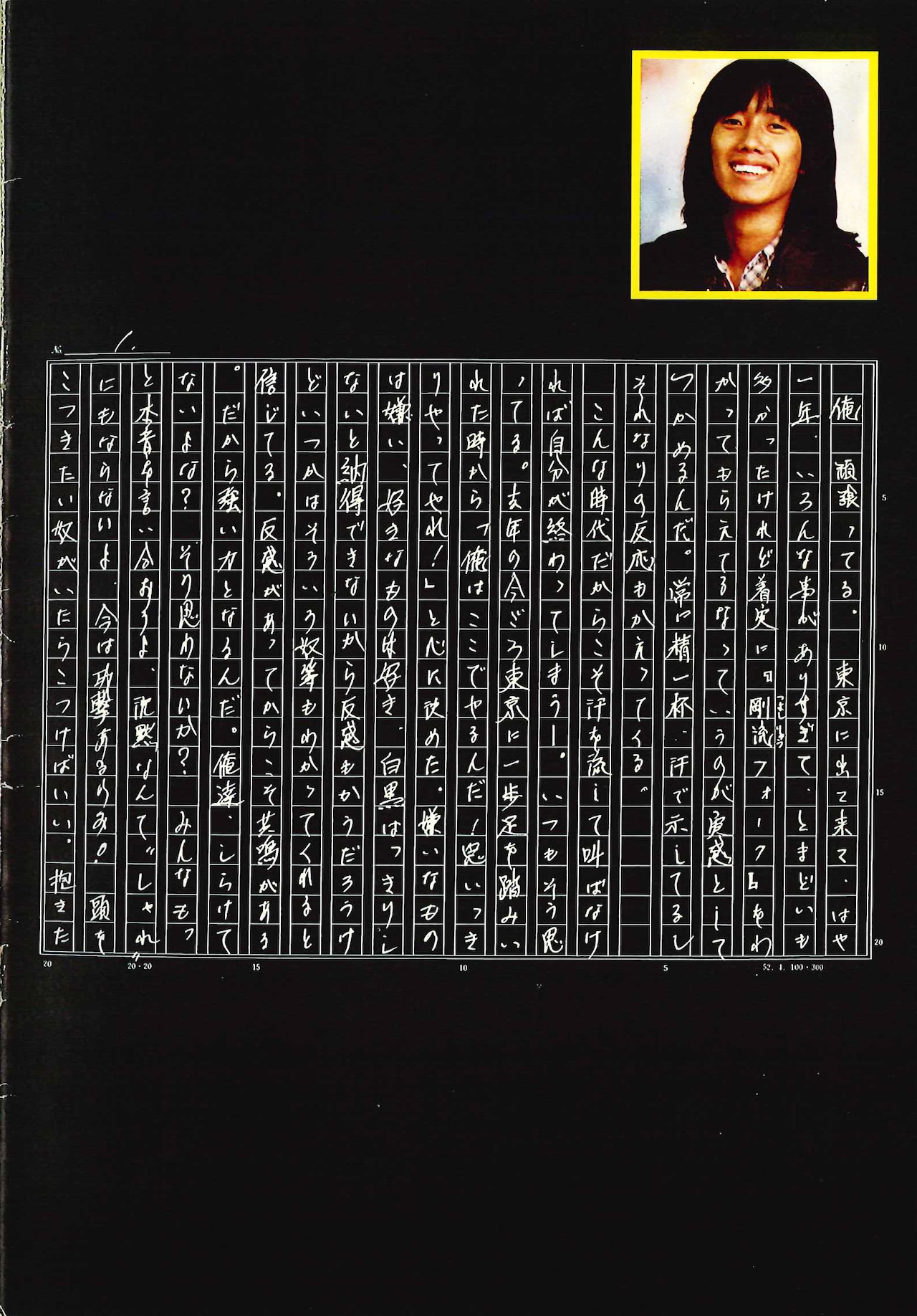 上京して1年の思いを語る23歳当時の長渕剛。