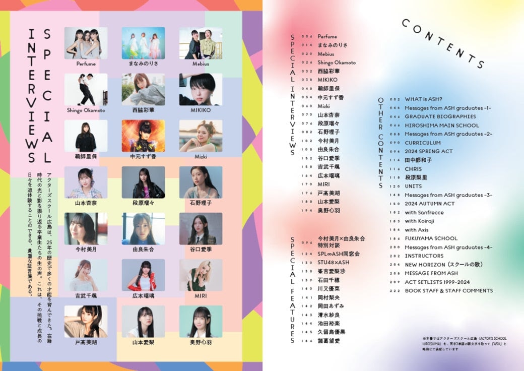 「アクターズスクール広島 25thアニバーサリーBOOK」目次