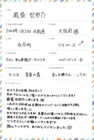 蔵盛妃那乃の手書きプロフィール。