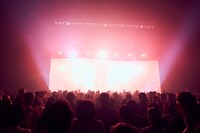 「MONKEY MAJIK 25th Anniversary」の様子。オープニングを経て紗幕が落ちる瞬間。（Photo by AmonRyu）