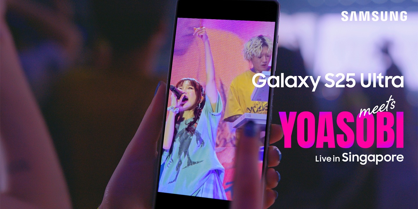 Samsungの新CM「『#ライブ撮影ならGalaxy』シンガポールライブ カメラズーム」編より。