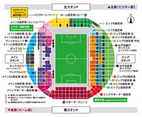 ノエビアスタジアム神戸の座席案内図。