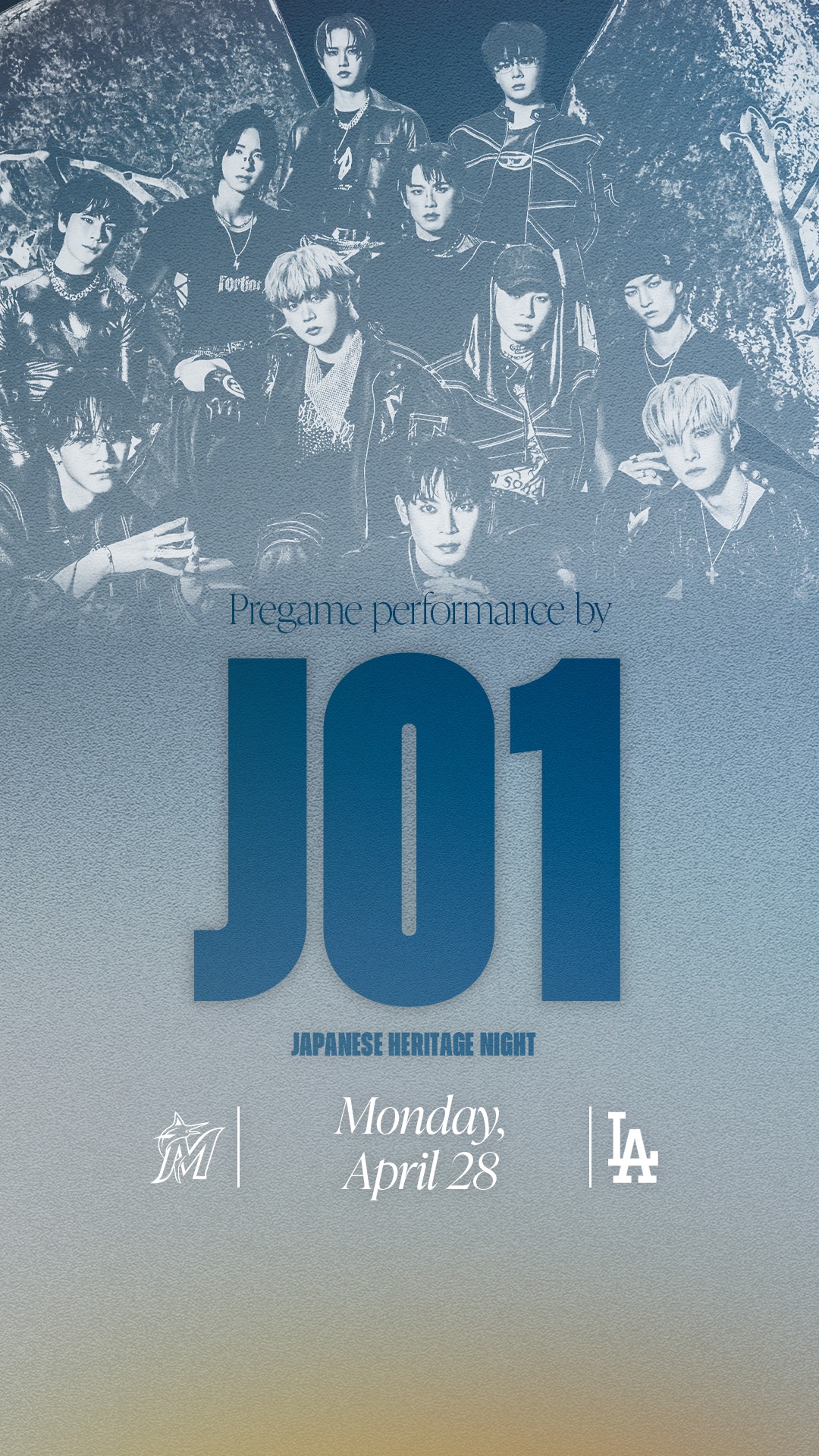 JO1出演「ロサンゼルス・ドジャース vs マイアミ・マーリンズ『Japanese Heritage Night presented by Daiso』」告知ポスター ©LAPONE ENTERTAINMENT