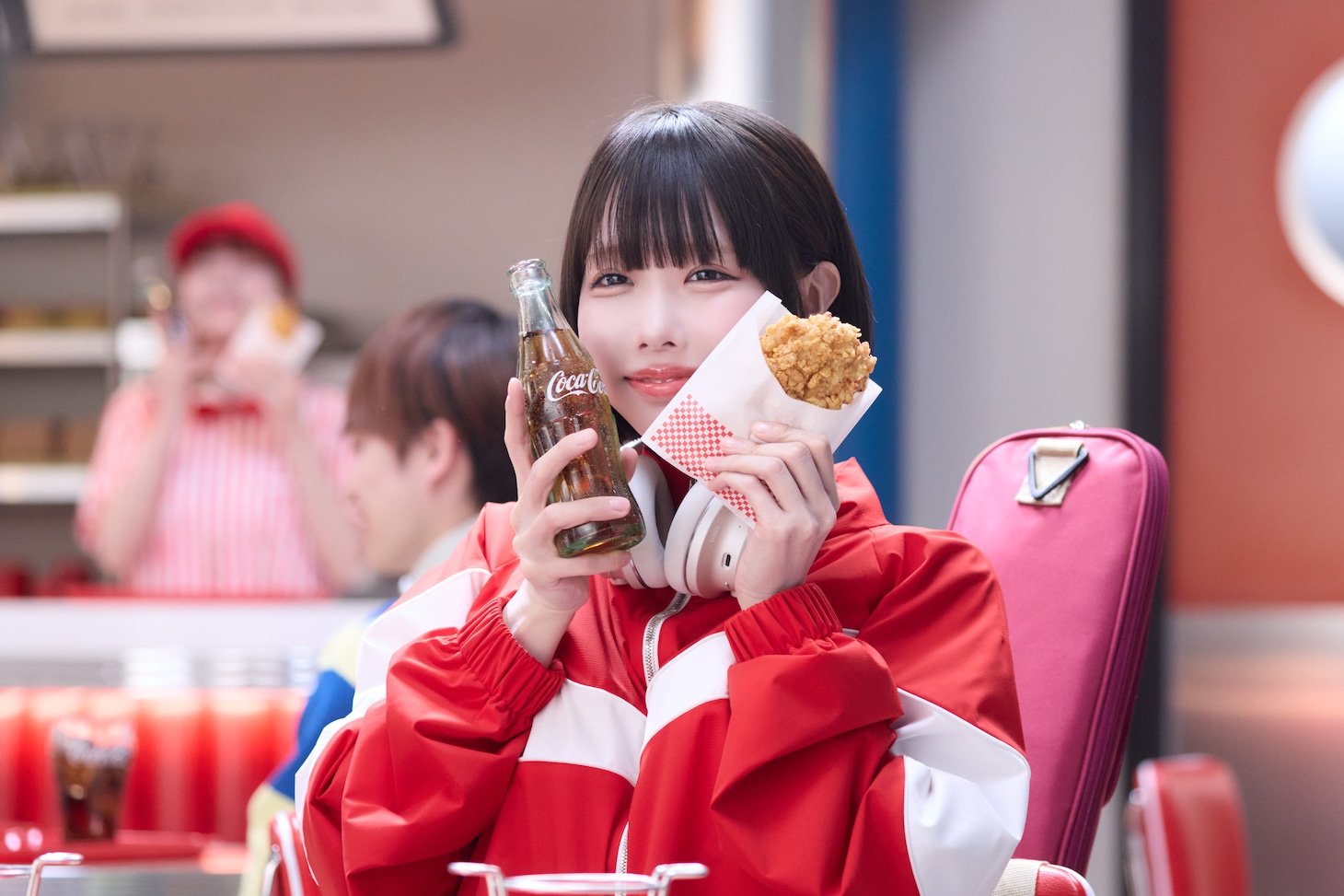 「コカ・コーラ」新CM撮影の様子。