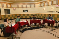 左から赤木野々花アナウンサー、染谷将太、蓮沼執太、今井裕。（写真提供：NHK）