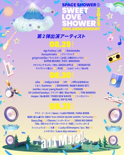 「SWEET LOVE SHOWER 2025」出演アーティスト告知画像