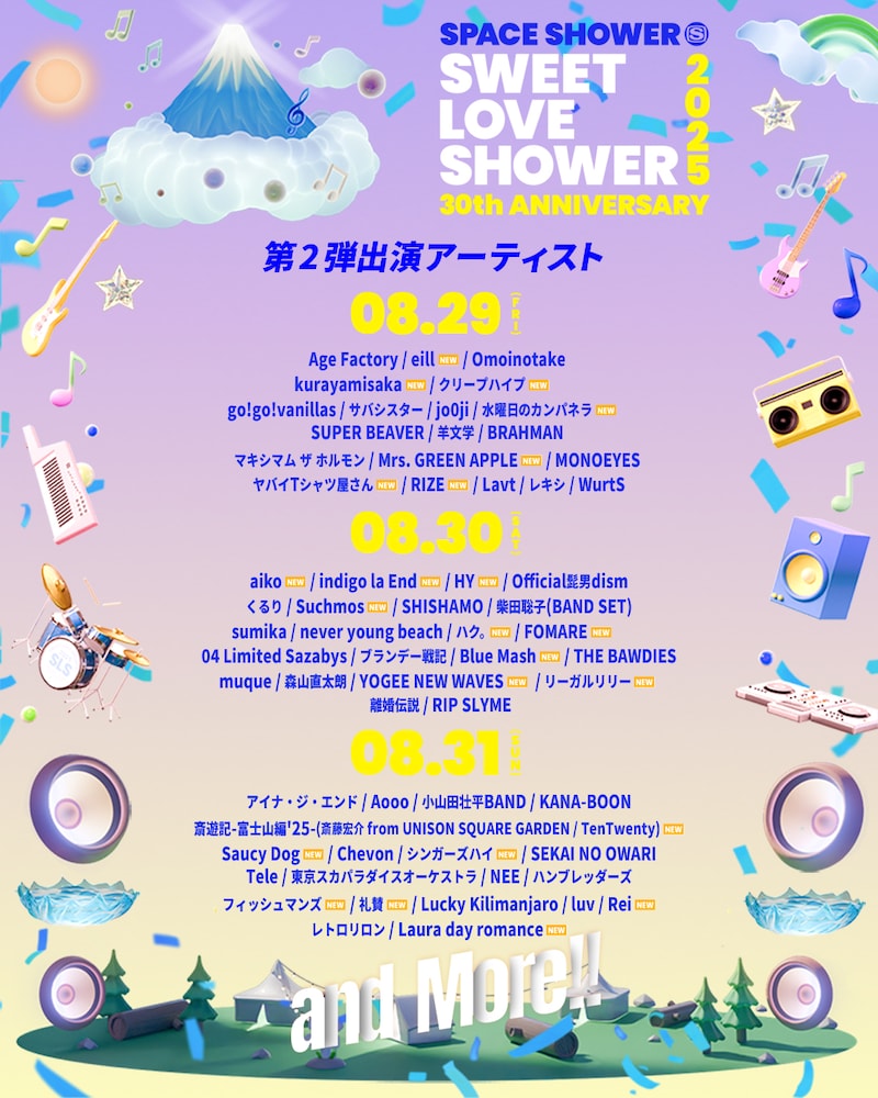 「SWEET LOVE SHOWER 2025」出演アーティスト告知画像