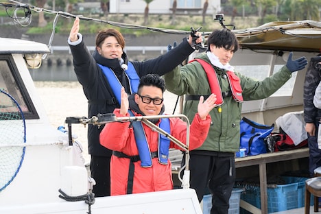 左から内田篤人、宮川大輔、山下健二郎（三代目 J SOUL BROTHERS）。©︎日本テレビ