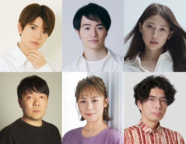 「ある日、ある時、ない男。」キャスト。左上から時計回りに高地優吾（SixTONES）、森永悠希、大野いと、片桐仁、佐藤仁美、オラキオ。