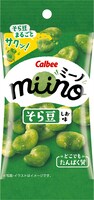 「miino（ミーノ）そら豆 しお味」20gのパッケージ画像。