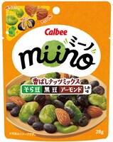 「miino（ミーノ）香ばしナッツミックス そら豆黒豆アーモンドしお味」パッケージ画像