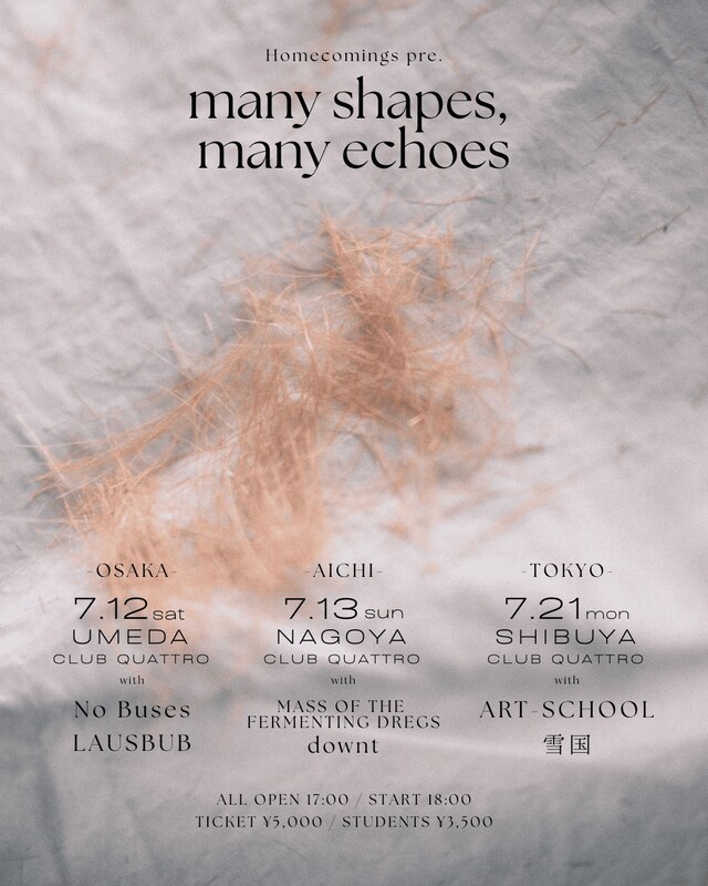 Homecomings presents「many shapes, many echoes」告知ビジュアル