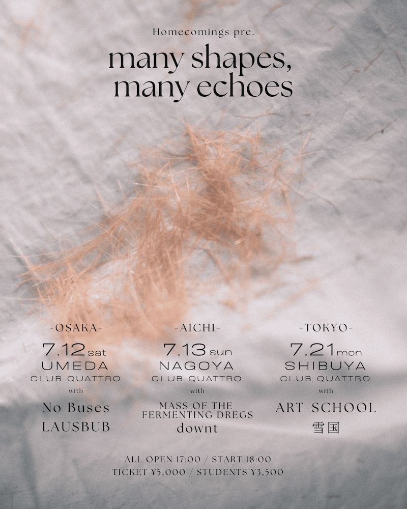 Homecomings presents「many shapes, many echoes」告知ビジュアル