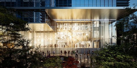 劇場ホワイエ(外堀通り側)のイメージパース。