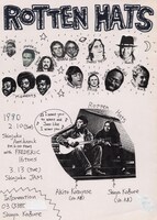 初期のフライヤー。Grateful Dead、ニール・ヤング、ジェームス・テイラー、カーティス・メイフィールド、マーヴィン・ゲイなど2人のフェイバリットアーティストがコラージュされている。（提供：片寄明人）