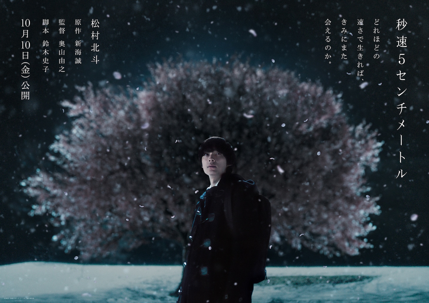 「秒速5センチメートル」より、主人公・遠野貴樹のティザービジュアル。©2025「秒速5センチメートル」製作委員会
