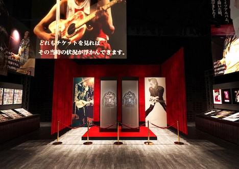 「EIKICHI YAZAWA 50th Year Memorial Exhibition『俺たちの矢沢永吉』展」の内観イメージ。