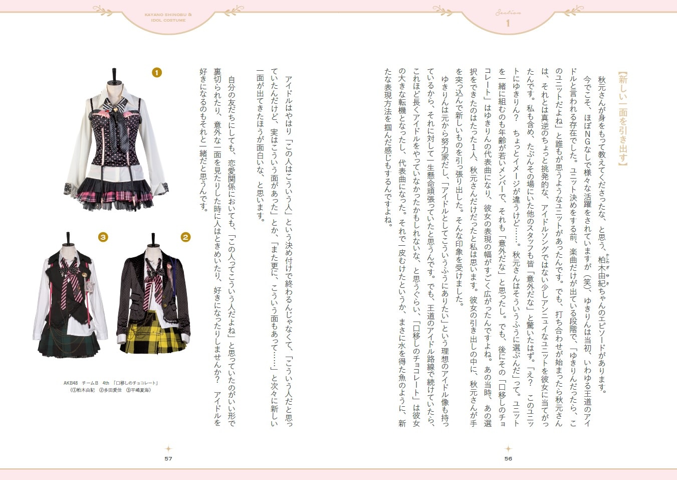 茅野しのぶ「アイドル衣装のひみつ～カワイイの方程式～」より。