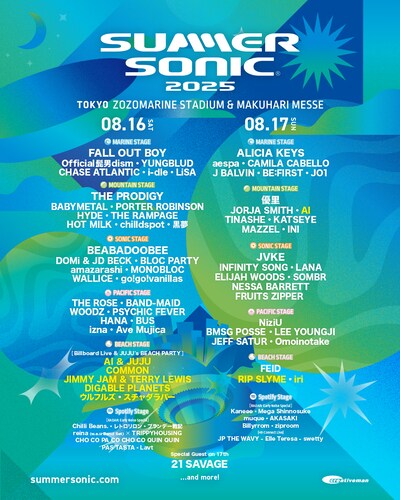 「SUMMER SONIC 2025」TOKYO出演者