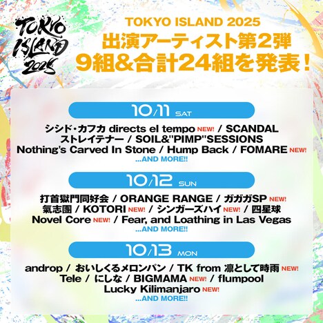 「TOKYO ISLAND 2025」出演者一覧