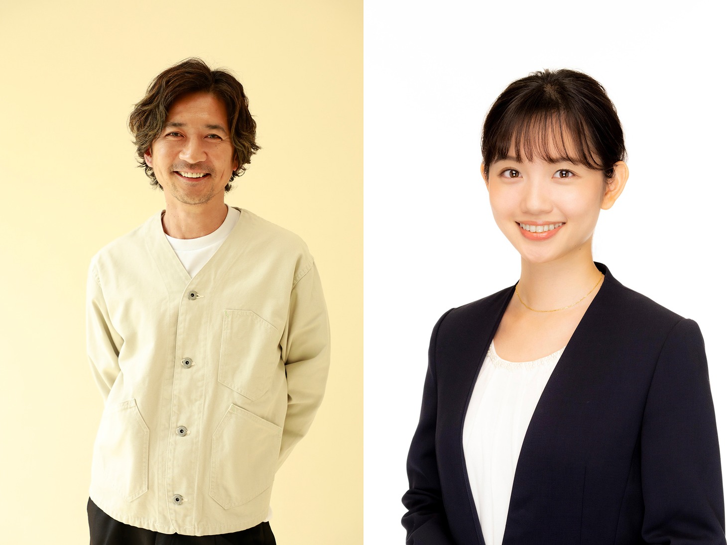 左から国分太一（TOKIO）、田中瞳（テレビ東京アナウンサー）。