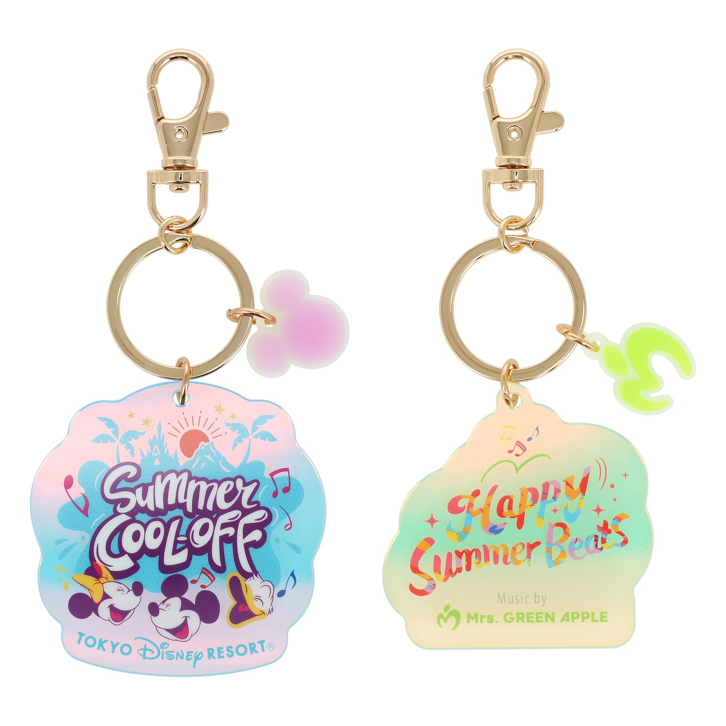 Mrs. GREEN APPLEとコラボレーションした「サマー・クールオフ at Tokyo Disney Resort」のキーチェーンセット。©Disney