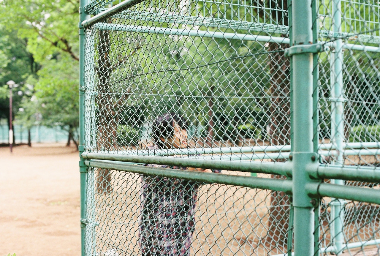 羽根木公園にて、草野球を眺める高橋響。