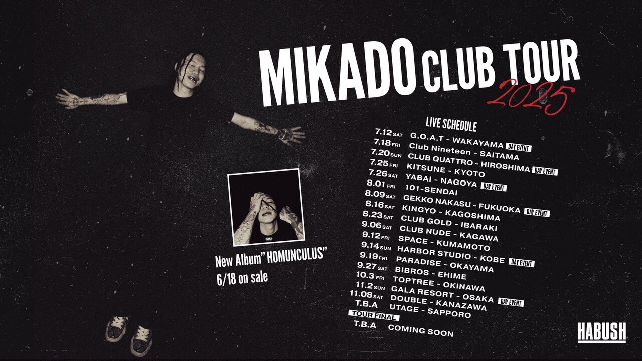 MIKADO HOMUNCULU 限定CAP MIKADO CLUB TOUR」ビジュアル
