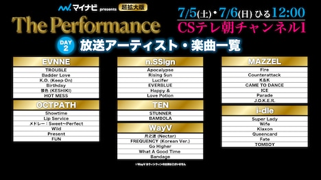 CSテレ朝チャンネル1「マイナビpresents The Performance 超拡大版」放送セットリストDAY2