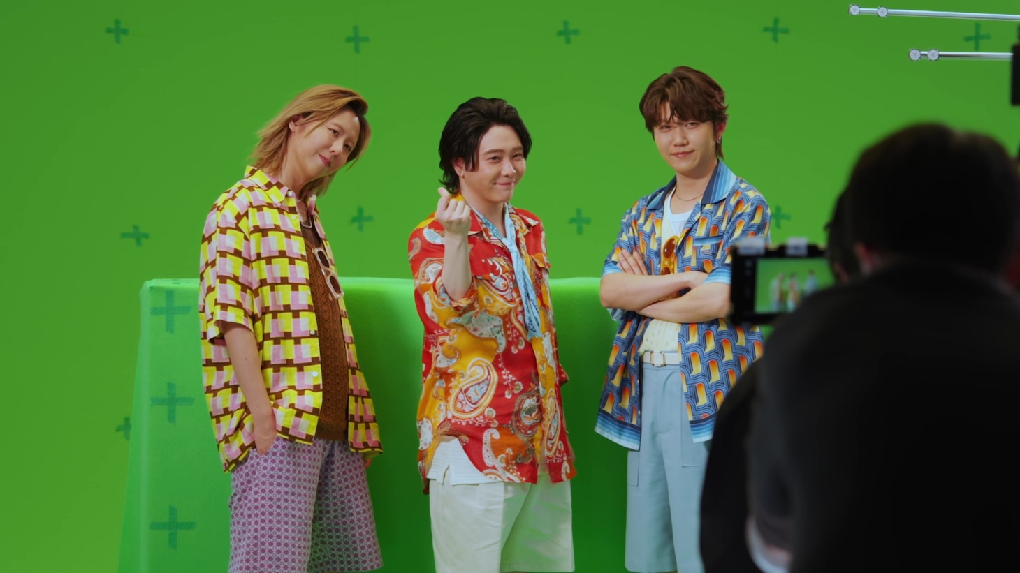 ローソンの新テレビCM「Mrs. GREEN APPLEの夏の大作戦」編メイキングの様子。