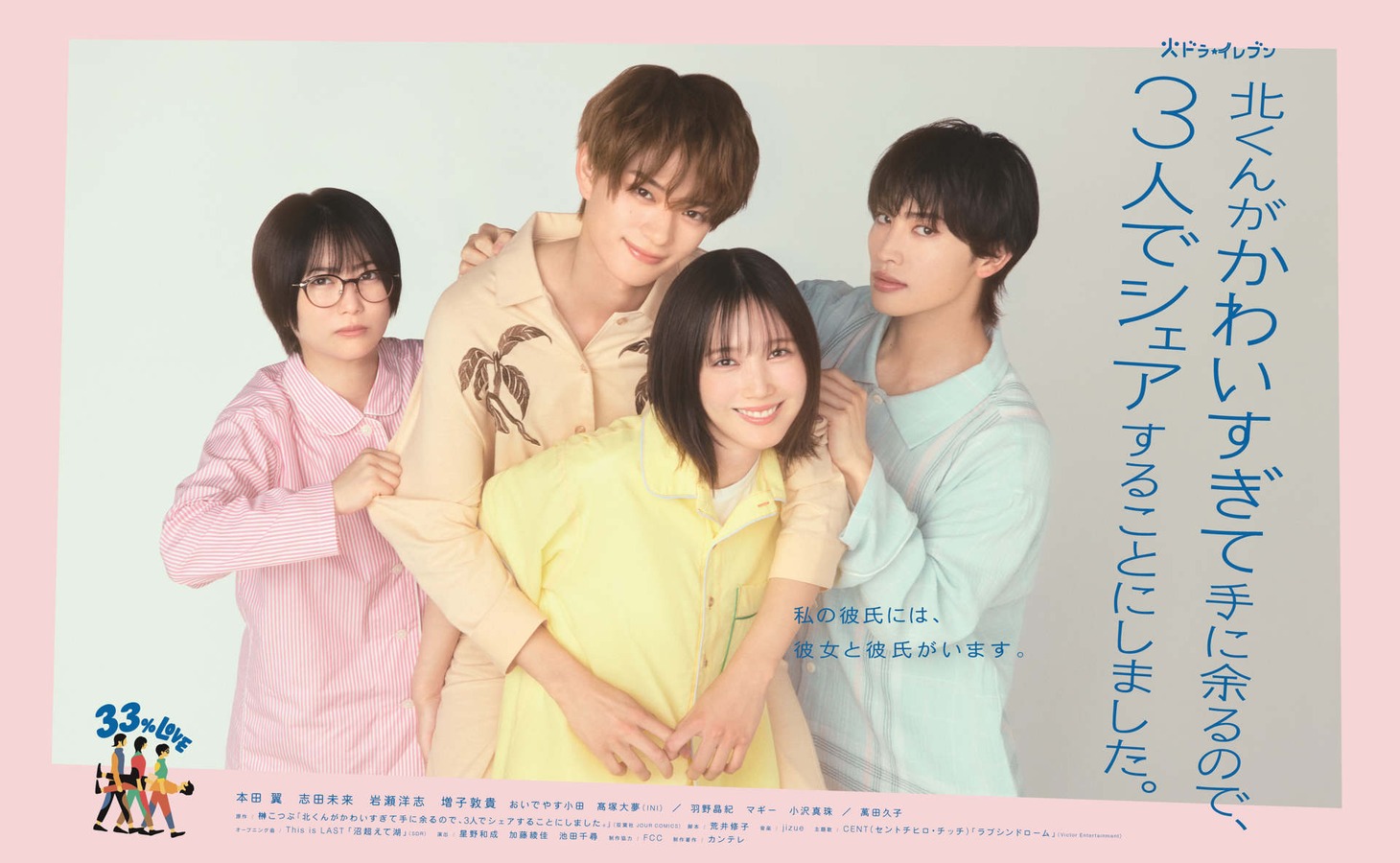 ドラマ「北くんがかわいすぎて手に余るので、3人でシェアすることにしました。」キービジュアル