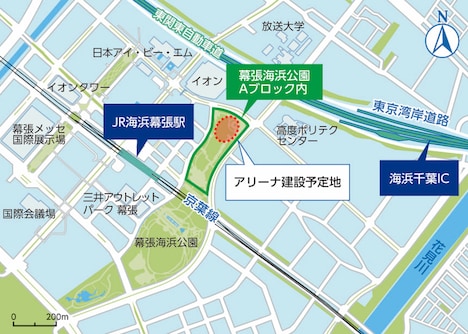 ヒューリックが手がける千葉・幕張の新アリーナの所在地。