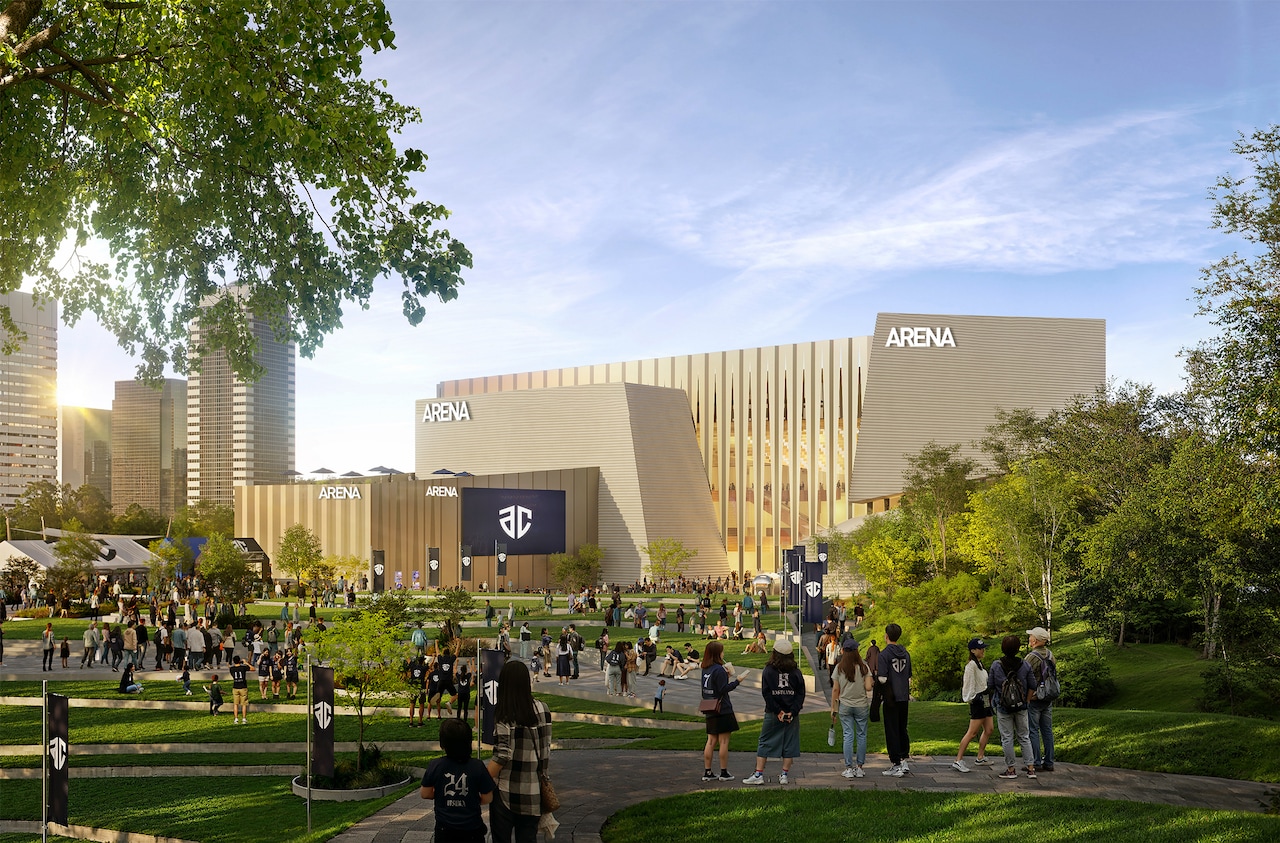 ヒューリックが手がける千葉・幕張の新アリーナのパース。※パースは現時点でのイメージで、今後変更の可能性あり