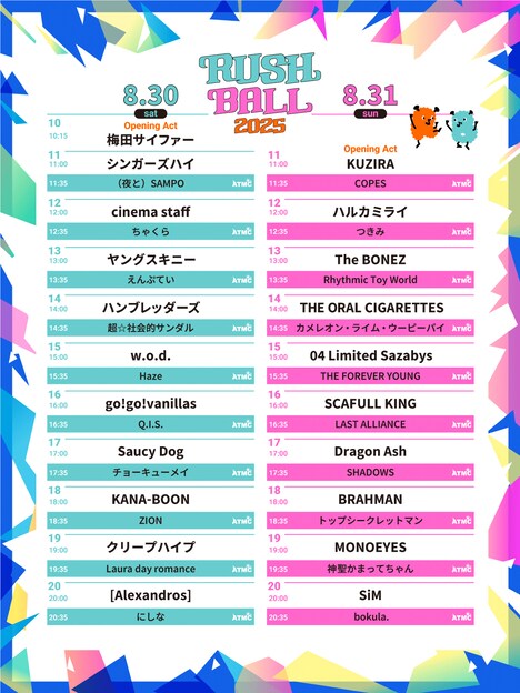 「RUSH BALL 2025」タイムテーブル