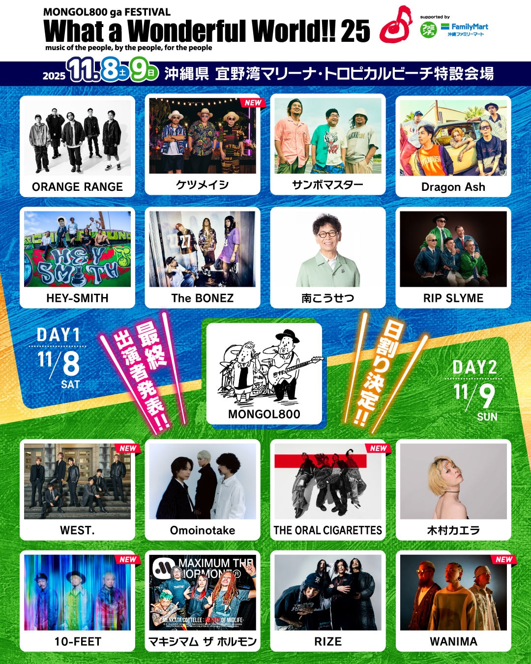 「MONGOL800 ga FESTIVAL What a Wonderful World!! 25」出演者