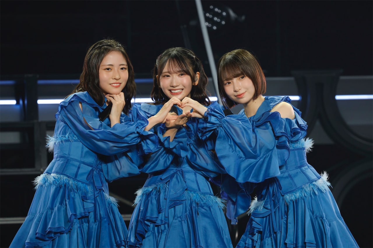 新参者アクスタ　渡辺莉奈　藤嶌果歩　正源司陽子 セット 左から正源司陽子、藤嶌果歩、渡辺莉奈。（撮影：村山泰紀