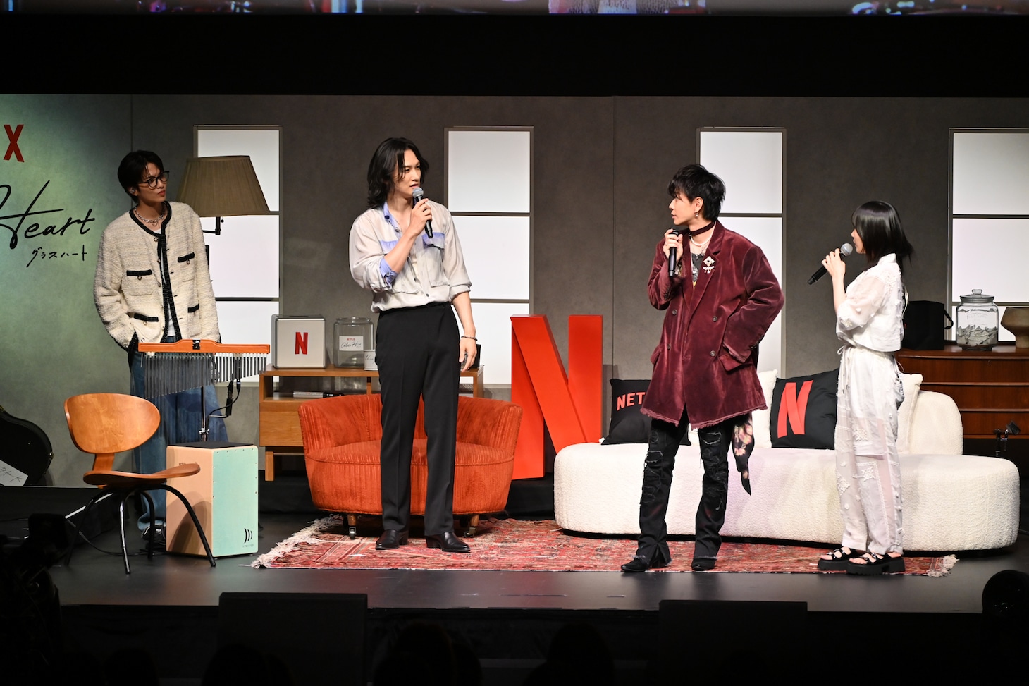 左から志尊淳、町田啓太、佐藤健、宮崎優。