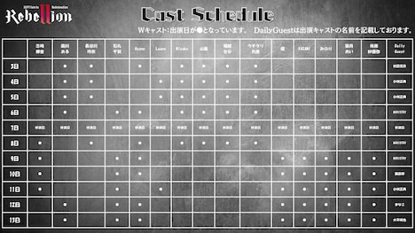 「SEPT fate to ReAnimation 『Rebellion（リベリオン）』」キャストスケジュール