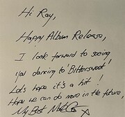 マーク・ガードナー（Ride）の直筆メッセージ。