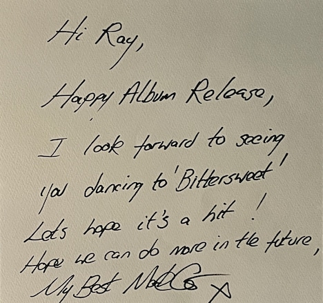 マーク・ガードナー（Ride）の直筆メッセージ。