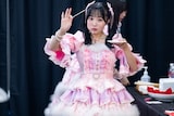 マシュマロを頬張って声が出せない岸みゆ(#ババババンビ)。