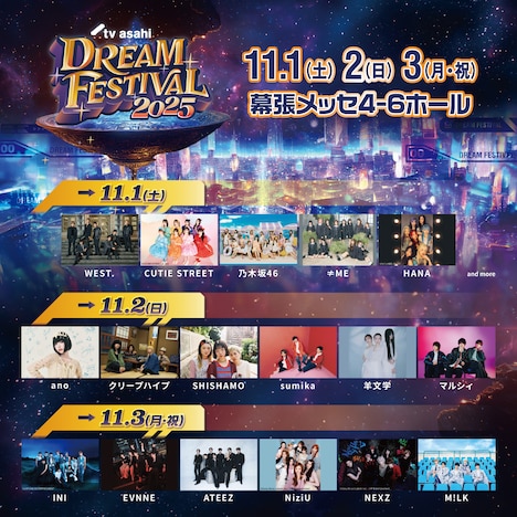 「テレビ朝日ドリームフェスティバル 2025」出演者一覧