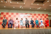 舞台「キャッシュ・オン・デリバリー」製作発表記者会見登壇者たち。