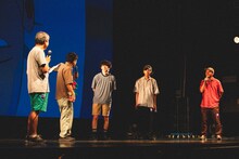 左から松永良平、木下麦、橋本翼、荒内佑、高城晶平。（撮影：寺沢美遊 ）