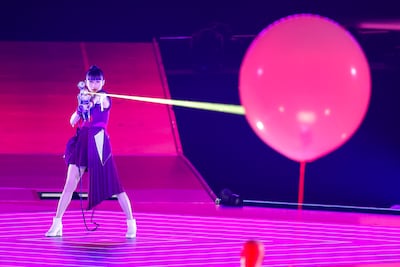 ビームライフルを撃つあ～ちゃん。（撮影：森好弘）